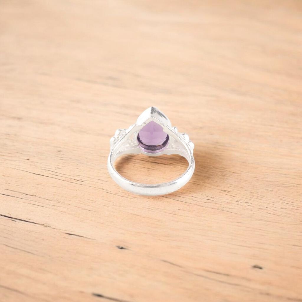 Amethyst Gemstone 925 Sterling Silver Jewelry Handmade Designer Ring For Girls RR-59-4