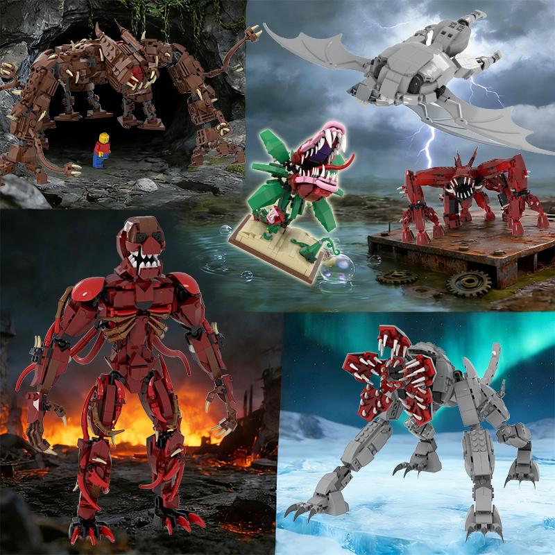 HOT TV Carnivorous Plant Giant Devil Demogorgon Vecan Model Buliding Blocks Bricks Construction Toy For Kids Birthday Gift MOC
