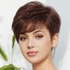 Synthetic Short Straight Wigs With Bangs Ladies Natural Layered Brown Wig For Women Heat Resistant Hair For Daily Use Costume