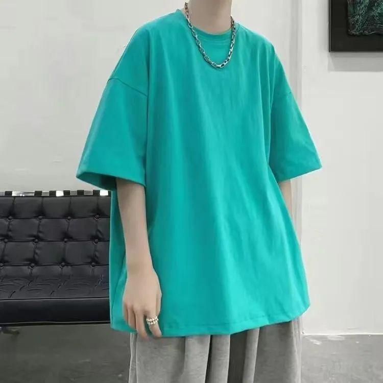 Summer Solid Color Breathable T-shirt Short Sleeve Men's Half Sleeve Versatile Plus Size Loose Comfortable Soft Top