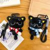 Sleepy Black Cat Plush Keychain Soft Car Key Ring New Bag Charms  School Bag Decoration