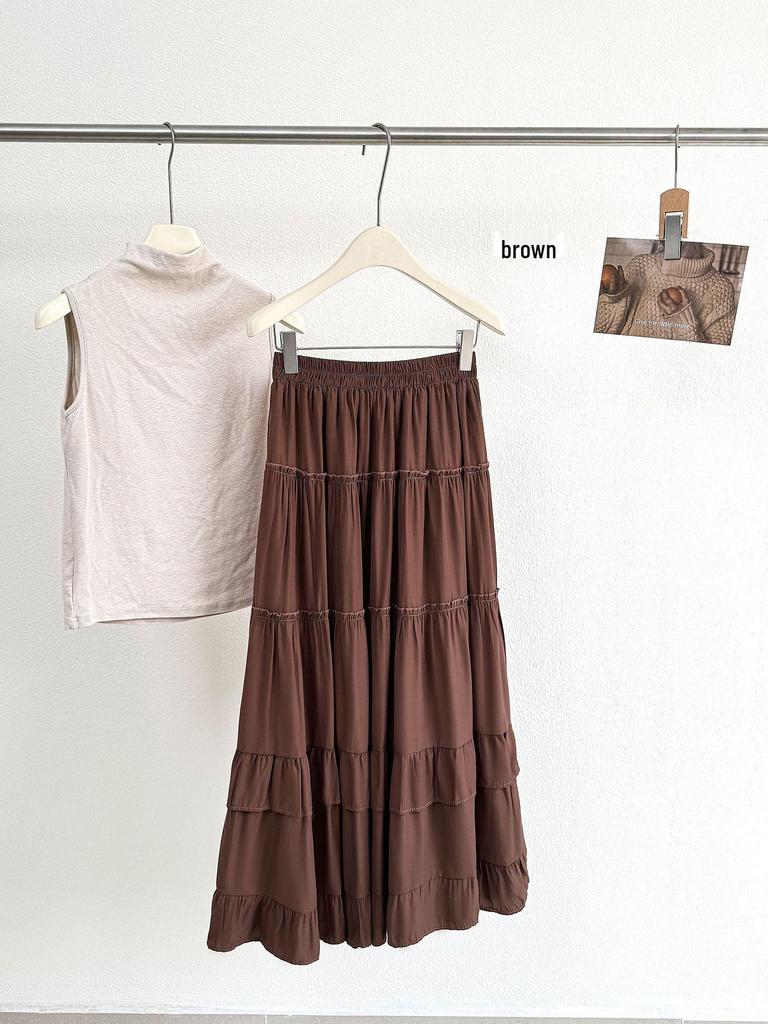 White Ruffle Draped Umbrella Skirt - Spring/Summer 2026 Collection