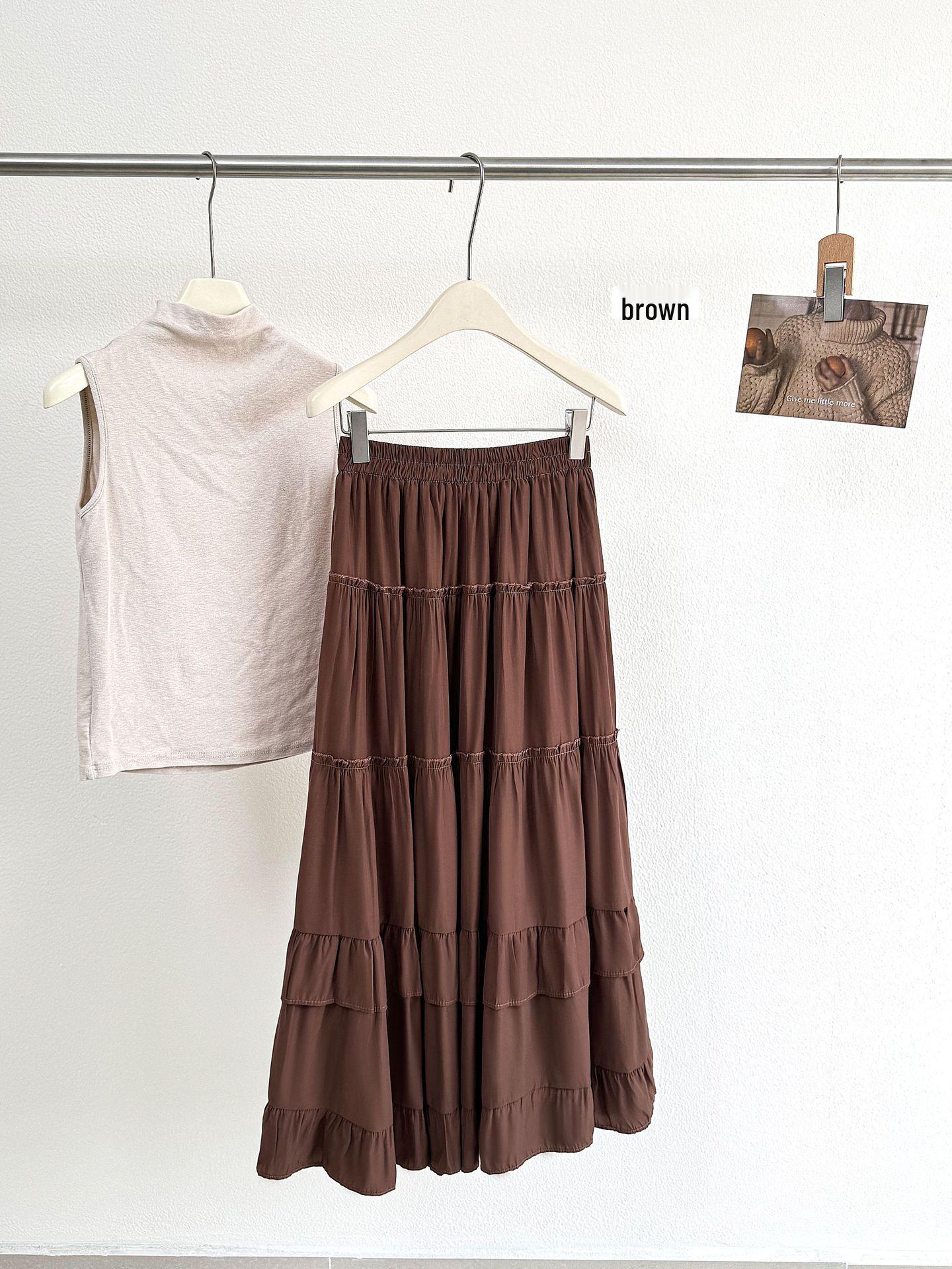 

White Ruffle Draped Umbrella Skirt - Spring/Summer 2026 Collection One Size кавовий