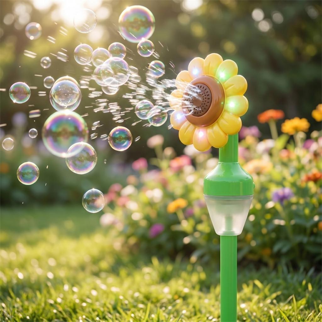 Automatic Bubble Machine with Light and Music Electric Outdoor Bubble Blower for Camping Garden Yard Fun Toy with Rechargeable Battery and Stand
