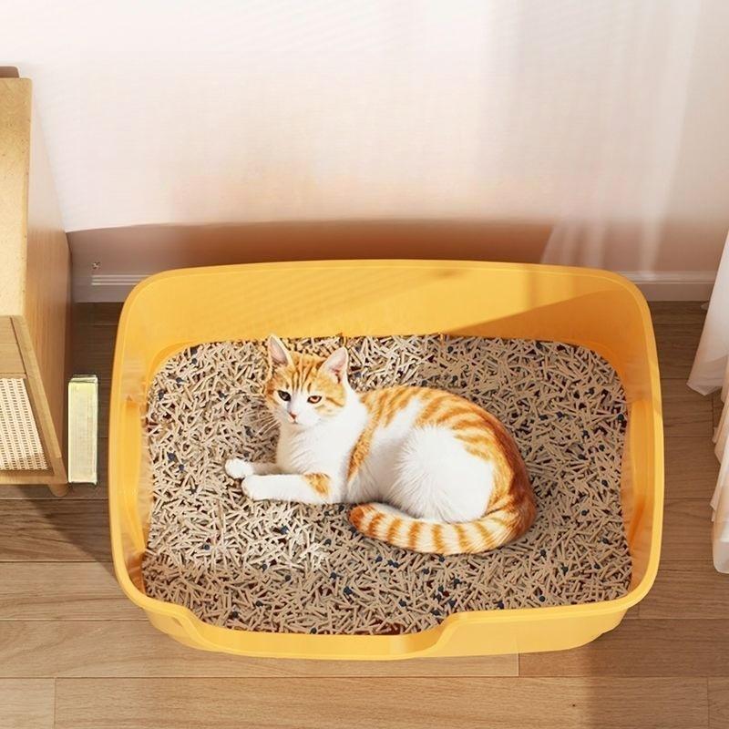 1PC cat litter box No. Splash-proof cat toilet Huge open cat litter box Extra large semi-closed kitten