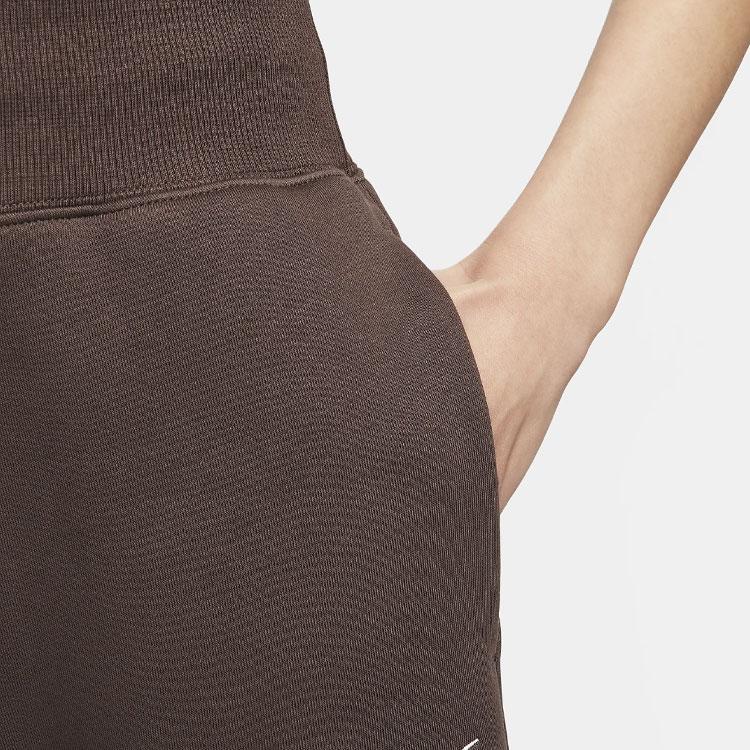 Nike Solid Color Logo Straight Leg Fleece Knit Sports Pants Women bottoms Brown DQ5616-237