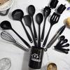 18pcs Silicone Kitchen Utensils Set with Holder Measuring Spoons Oven Mitts Nonstick Cooking Utensils Kitchen Gadgets