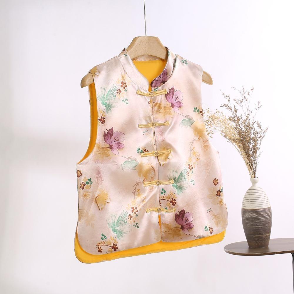 Vest Spring and Summer Jacquard New Stand-Up Collar Button Vest Sleeveless Top 2025 Vest