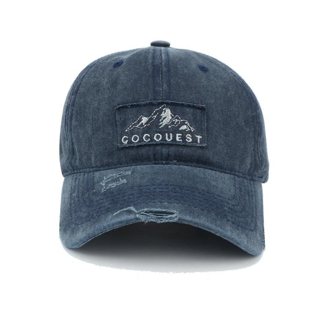 Casual Embroidered Baseball Cap Adjustable Soft Top Sun Hat Washed Peaked Hat