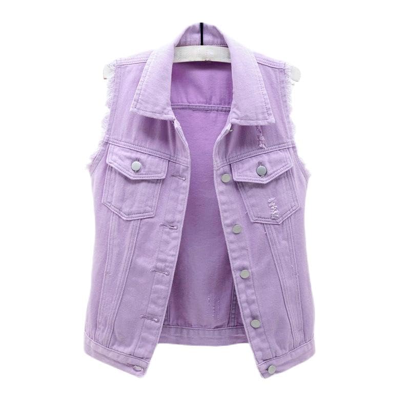 

Деним Деним Свободный 9 Свободный Деним Большой от S до 7XL [Hanmall] Жилет, Жилет, Женский, Весна/Лето, Куртка, Жилет, Цвета, Без рукавов, Верхняя одежда, Посадка, фиолетовый