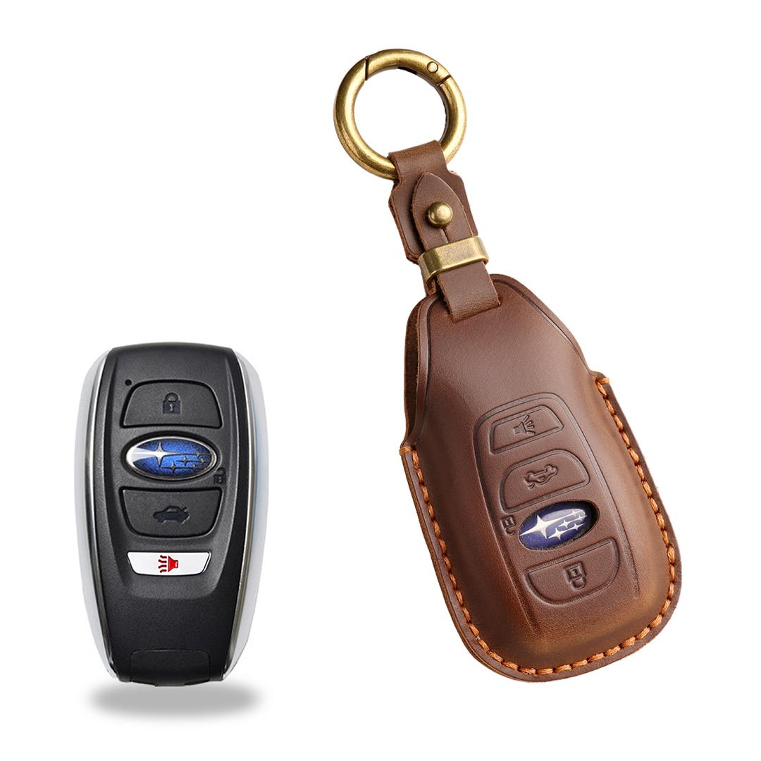

[Subaru] Чехол для ключа автомобиля из коровьей кожи Ручной работы для Forester Asahi Leopard Aohu BRZLegacy XV 4 keys коричневый