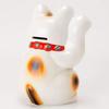 White Oval Cat, Size 6, Right Handed Maneki-neko (Beckoning Cat) - Tokoname Ware