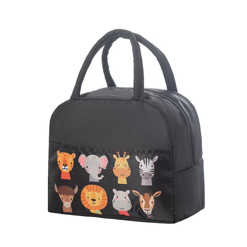 

Мультяшна мила термосумка на відкритому повітрі, портативна сумка для пікніка, тканина Оксфорд, багатофункціональна сумка Bento для студентів, офісних працівників чорний