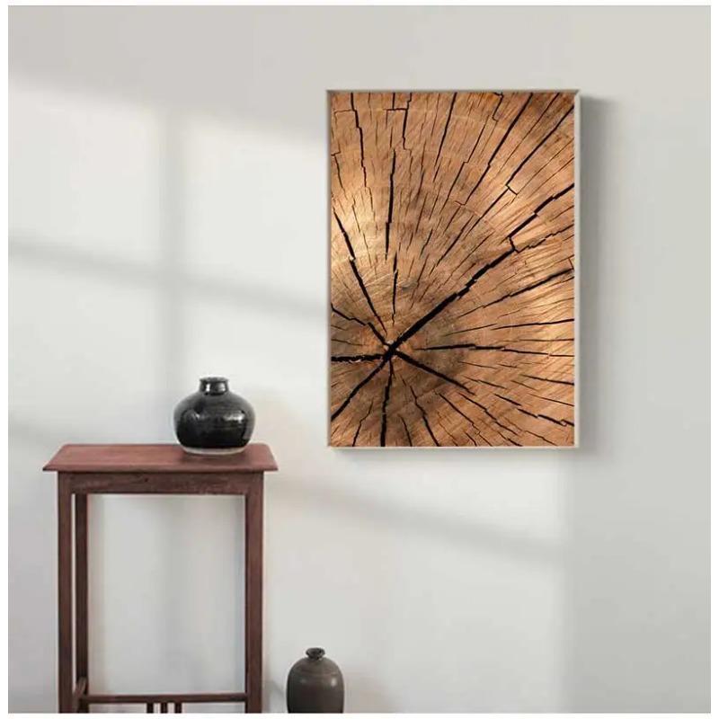 Abstract Wood Log Tree Rings Posters Wood Grain Rings Tree Ring Radial Lines Farmhouse Canvas Painting Pictures Home Decor