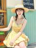 Dopamine Yellow Suspender Dress Female Sweet Small Holiday Wind Polka Dot Bud Skirt Waist Fluffy Skirt Summer