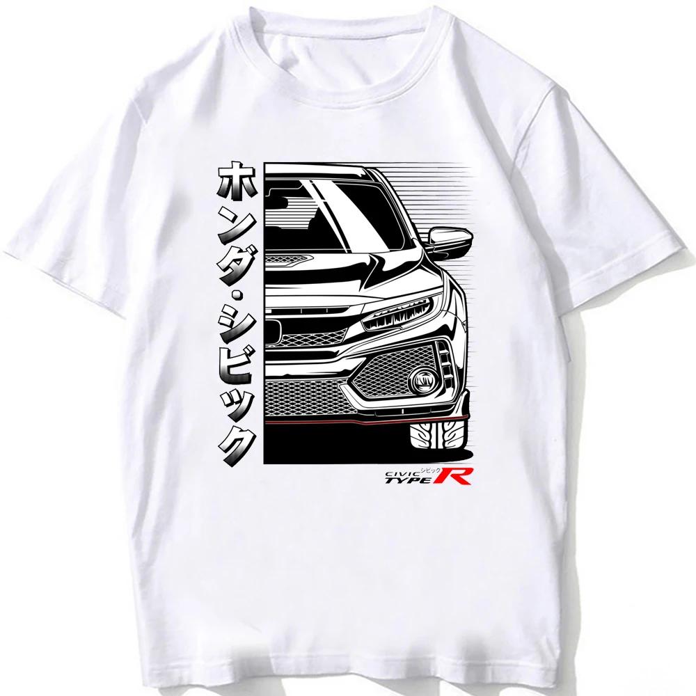 Civic Type R EG6 Legenda auta Tričko Nové Letní Pánské Krátký rukáv Vintage Hip Hop Chlapecké Ležérní Trička Harajuku JDM Bílá Trička