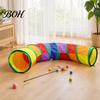 Safe Cat Toy Tunnel Rainbow Toy, Collapsible Hide with Peek Hole, Zippered Modular Tunnels, Can Be Freely Combined for Indoor Cats Kittens