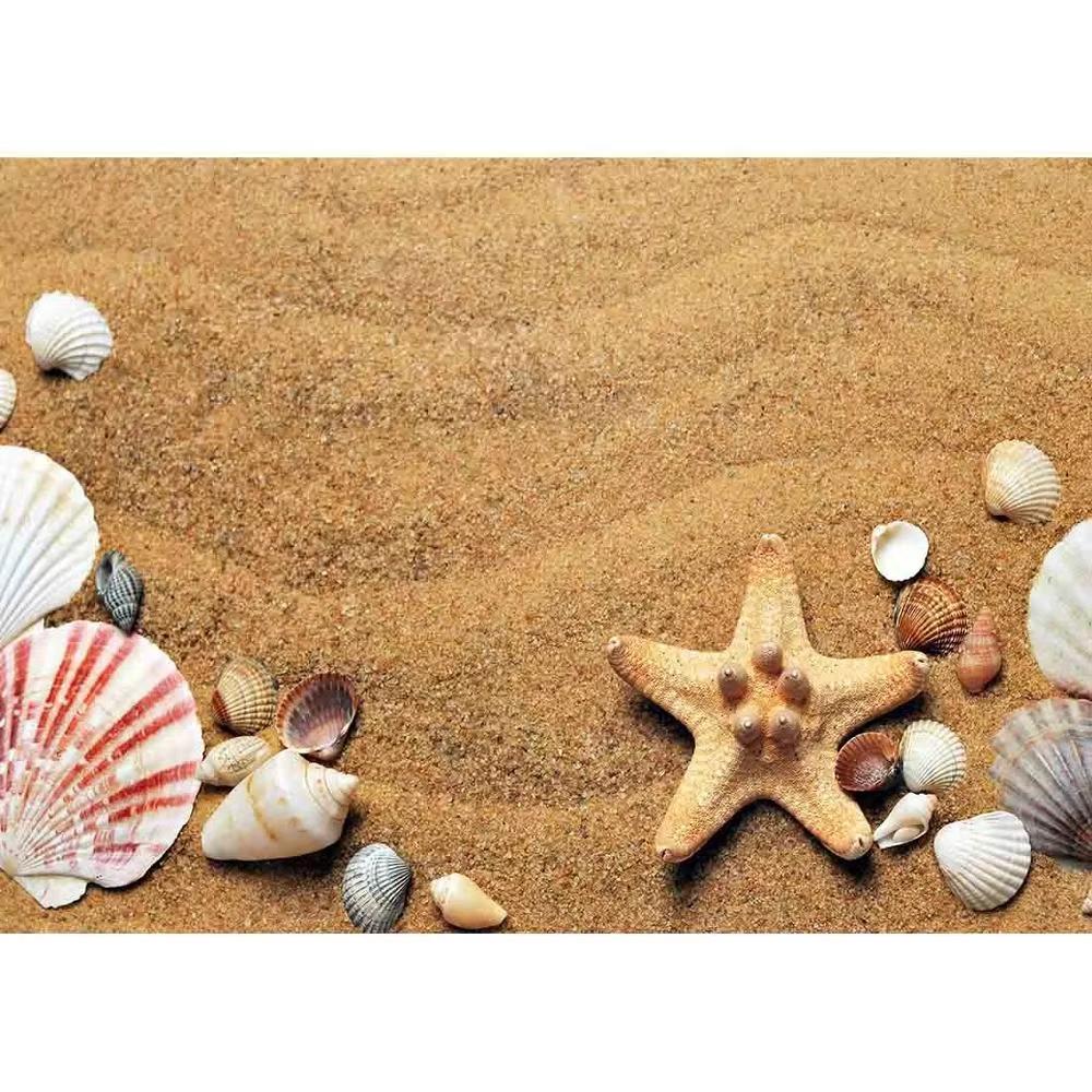 Strandsand Seestern Muschel Muschel Fotografie Hintergründe Vinyl Tuch Kulisse Fotostudio für Kinder Babyparty Photophone