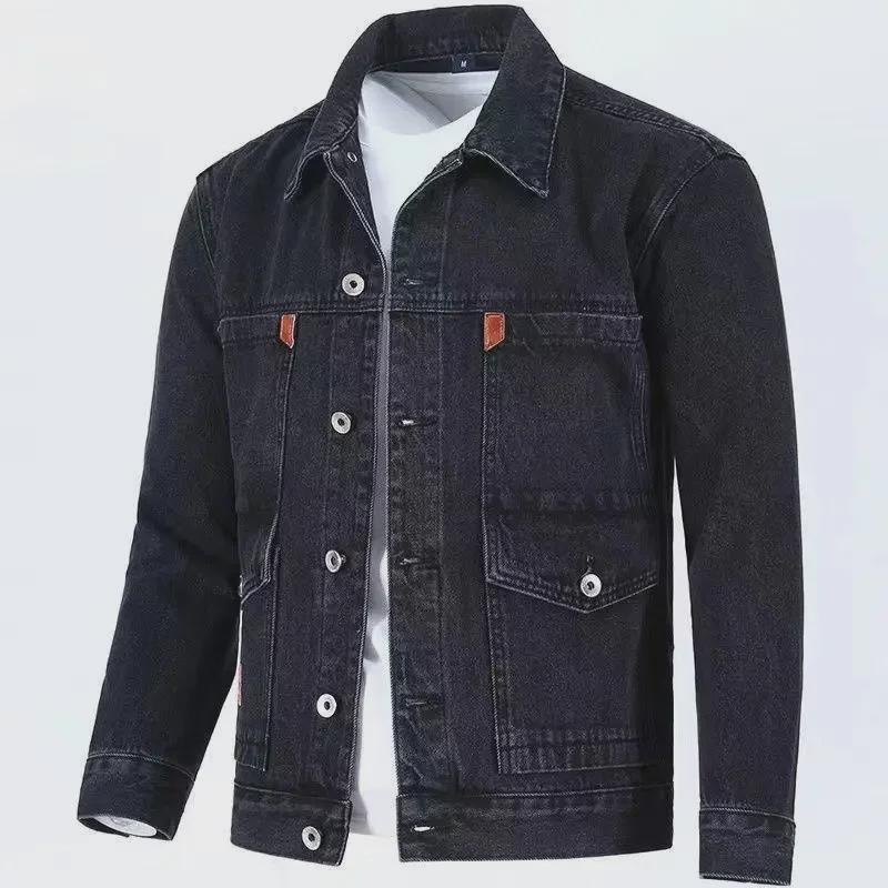 Men's Denim and Velvet Thickened Windproof Winter Coat, Warm and Wear-Resistant, Large Sizes Available