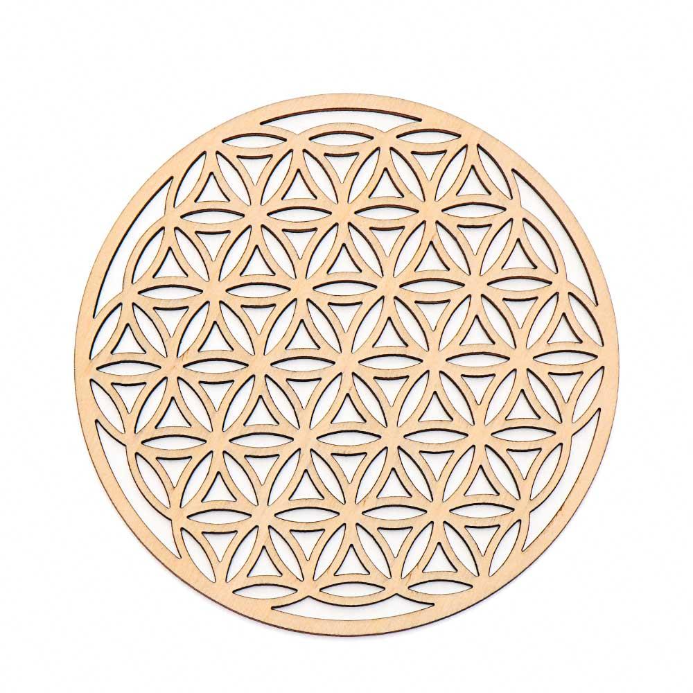 Collectibles Arts And Crafts Decor Healing Round Edge Wood Circles Carved Chakra Pattern Coaster