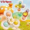 1/3/6pcs Children's suction cup spinning top toy, suitable for desktop, glass and tile walls and other scenes