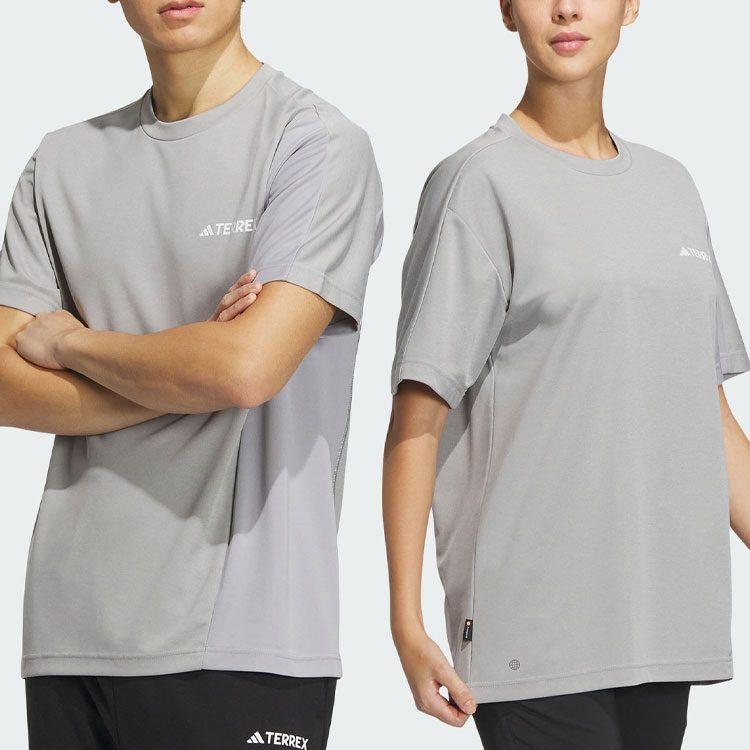 Adidas T Shirts Unisex Medium Heather Gray Crew Neck Moderate Straight Fit IC4428