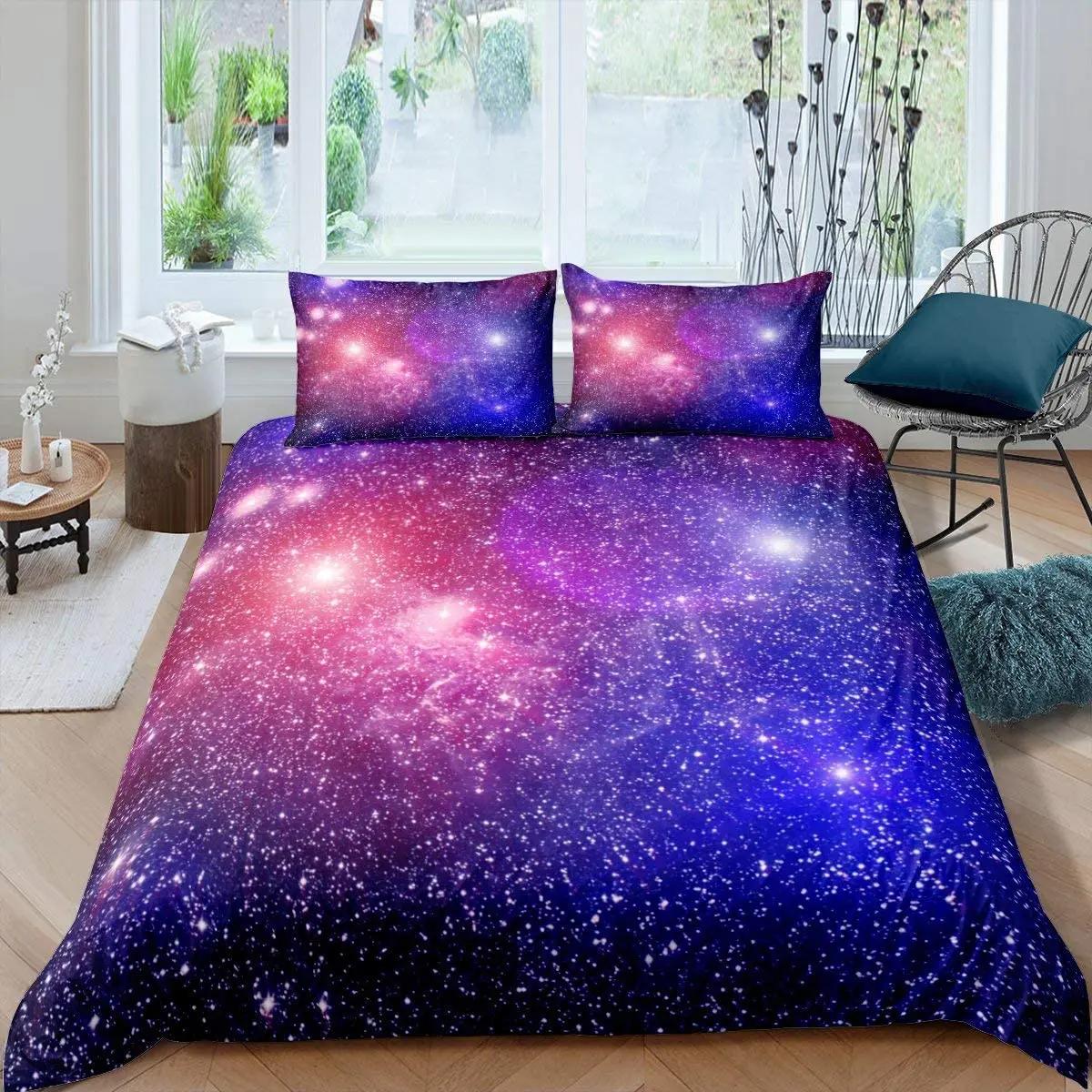 

Stary Sky Soft Duvet Cover Set Love Heart Shape Patern Polyester Comfortable Quilt Cover King Quen Ful Sized Dimensions for Children Kids Young Boys 100*200cm Single