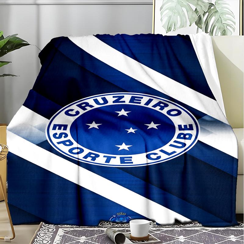 1PC Cruzeiro Esporte Clube Crest Printed Soft Flannel Blanket Throw for Adult Bedroom Living Room Sofa Camping Travel Fan gifts Christmas Gifts