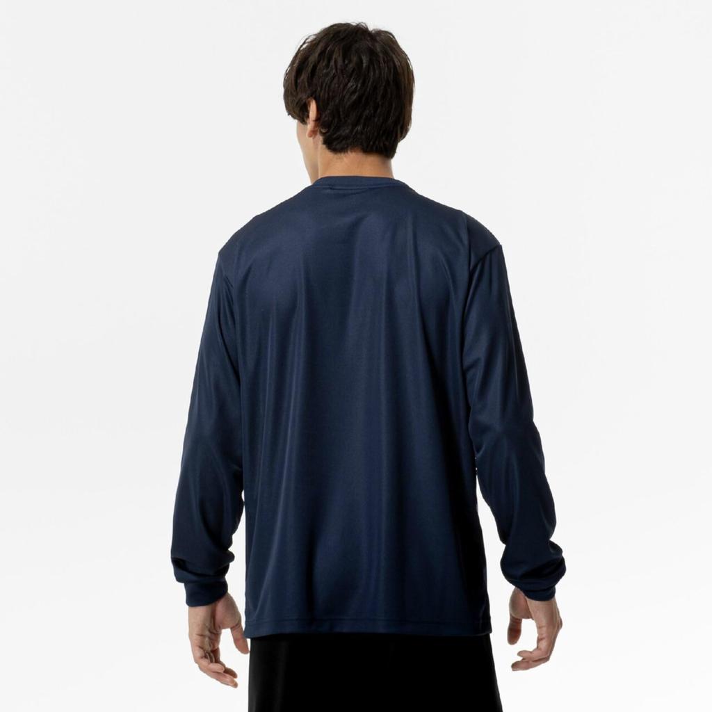 NaviDry Long Sleeve with and Dress Size L T-Shirt U-Neck, Moisture-Wicking Quick-Drying Innerwear, Men's Navy/White, (32MAC197)