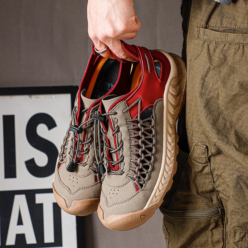 Fashion Hand-stitching Summer Mens Sandals Quick Dry Wading Aqua Shoes Outdoor Male Beach Shoes Hollow Out Roman Sneakers New Sandalias