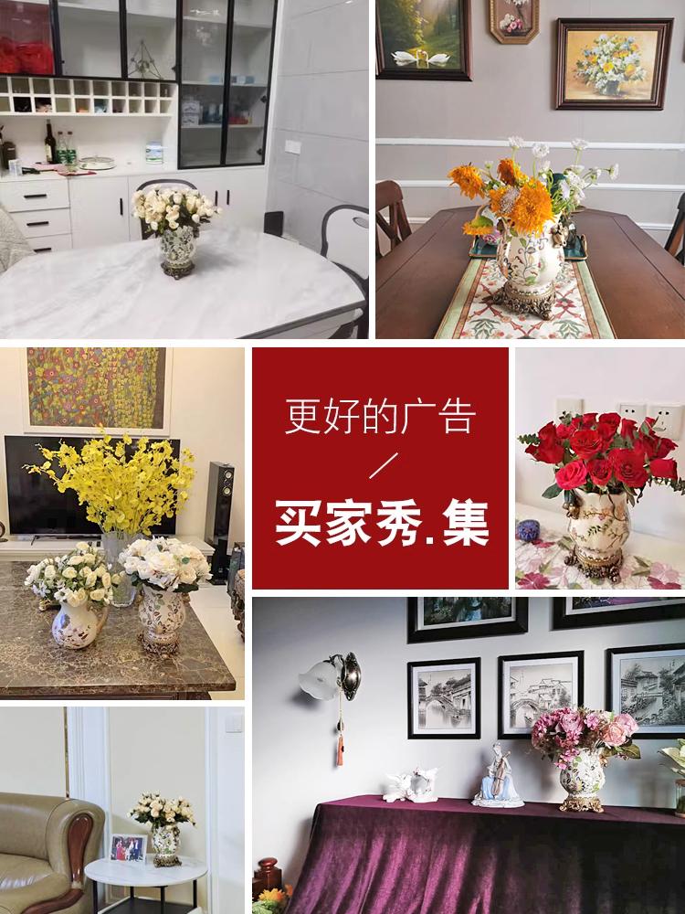 Vase Decoration Ceramic Plant Flower Large Capacity Living Room Flower Arrangement RetroEuropeanStyle Dining Table Floral Device