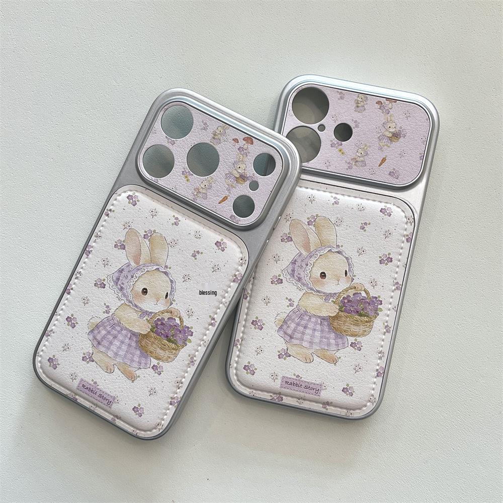 Purple Floral Rabbit Case for iPhone 15/14 & 17/16 Pro Max