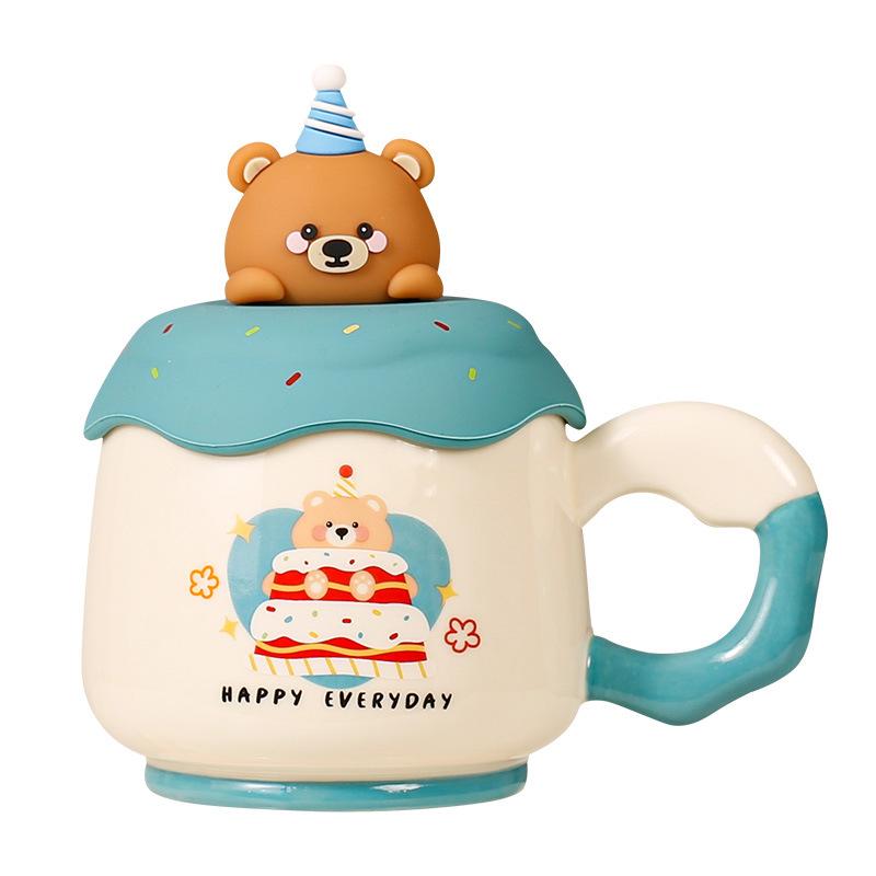Cute and Beautiful Birthday Gift Ceramic Cup with Lid Mug Couple Cup Bestie Souvenir Office Water Cup