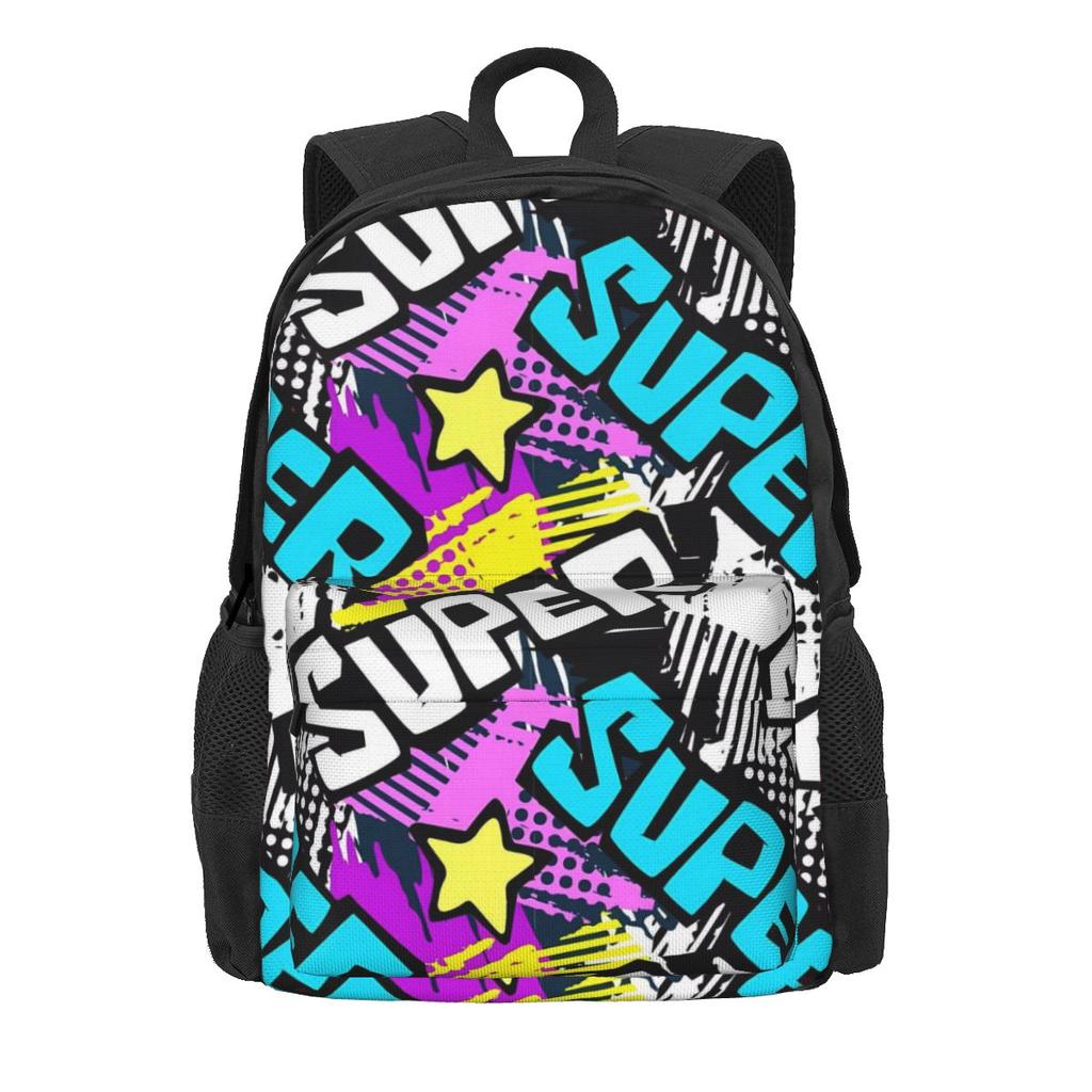 Schwarz-Weiß Graffiti Rucksack Abstraktes Symbol Neuheit Rucksäcke Damen Herren Universität Langlebig Schulrucksäcke Design Rucksack