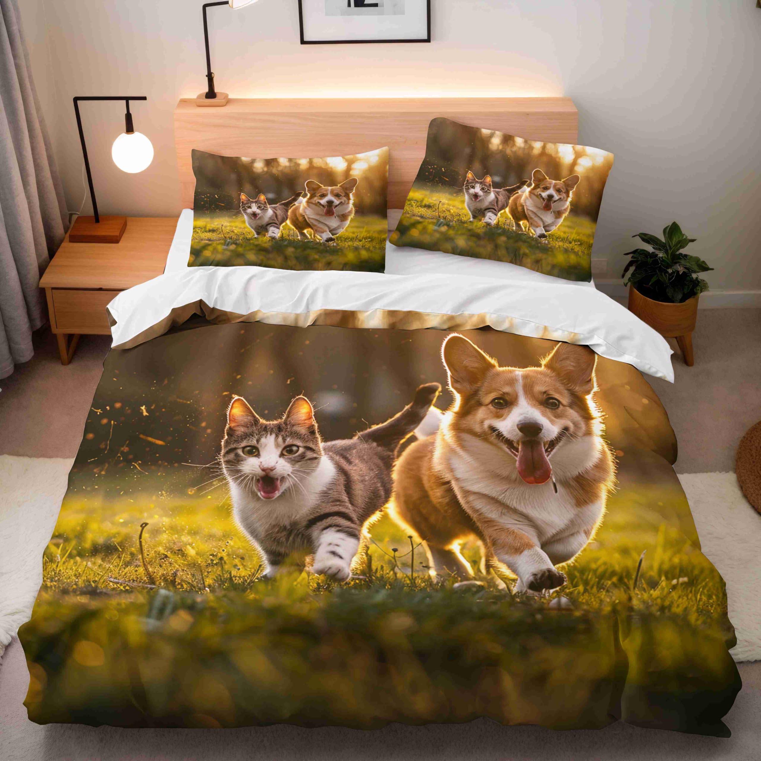 

Comforter Dog And Grass S Queen King Lightweight With 2 S Dog Running On The Grass Bedding Sets No Quilt Comforter (quilt)-EU Single(135*200cm)3pcs
