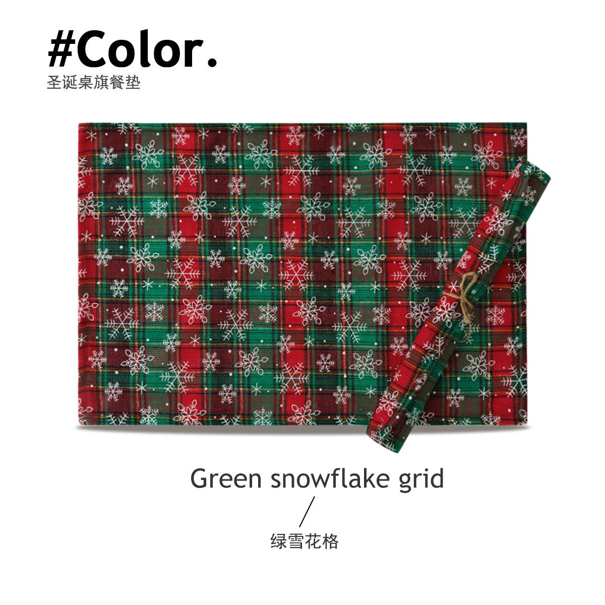 

Christmas New Year Fabric Checkered Table Flag Placemat Living Room Gathering Table Decoration Prop Insulation Mat European Grid 30X45cm