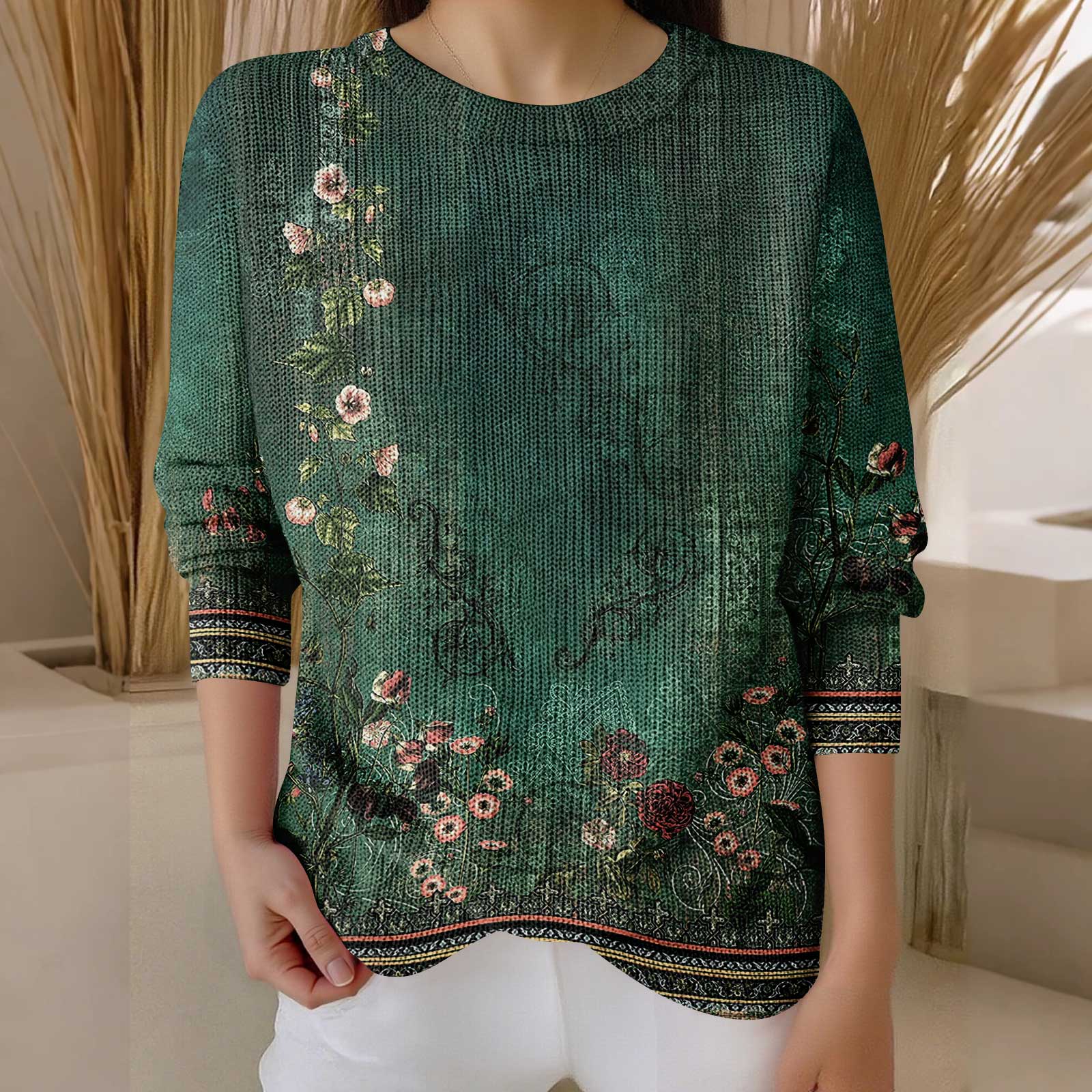 

Пуловеры с длинным рукавом для женщин, с круглым вырезом, повседневные, милые, с принтом, вязаные, оверсайз M