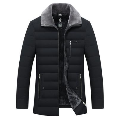 Winter Middle-aged Men's Lapel Short Cotton Jacket Padded and Thickened Down Cotton Jacket Clothing Plus Size