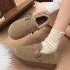 Leather all-inclusive retro Birkenstocks women's winter 2025 new one-pedal cotton shoes fluffy shoes plush warm snow boots