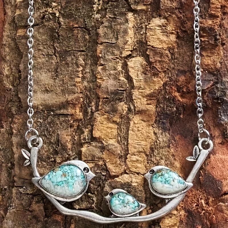 

New Silver color Sparrow Pendant Necklace (One Piece) - Turquoise Bird Pendant for Everyday Wear Blue
