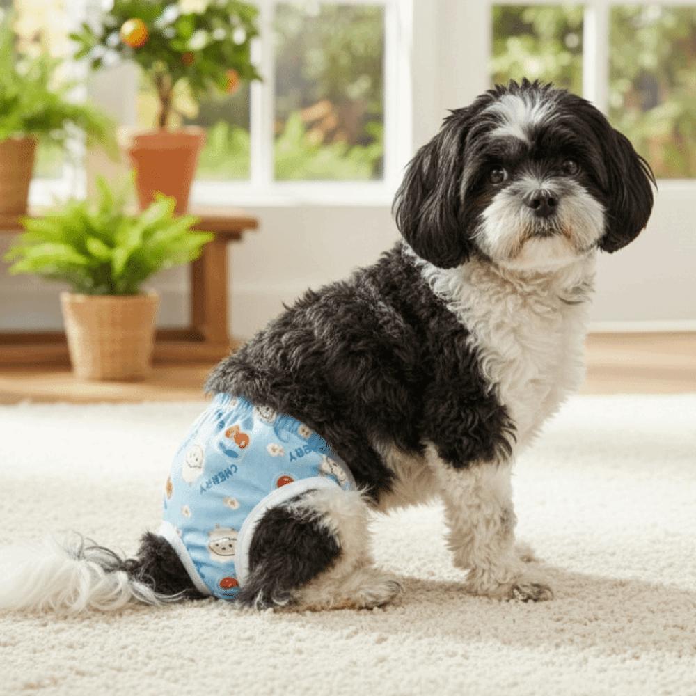Breathable Washable Dog Diapers Cartoon Print Dog Menstruation Panties  Dogs in Heat