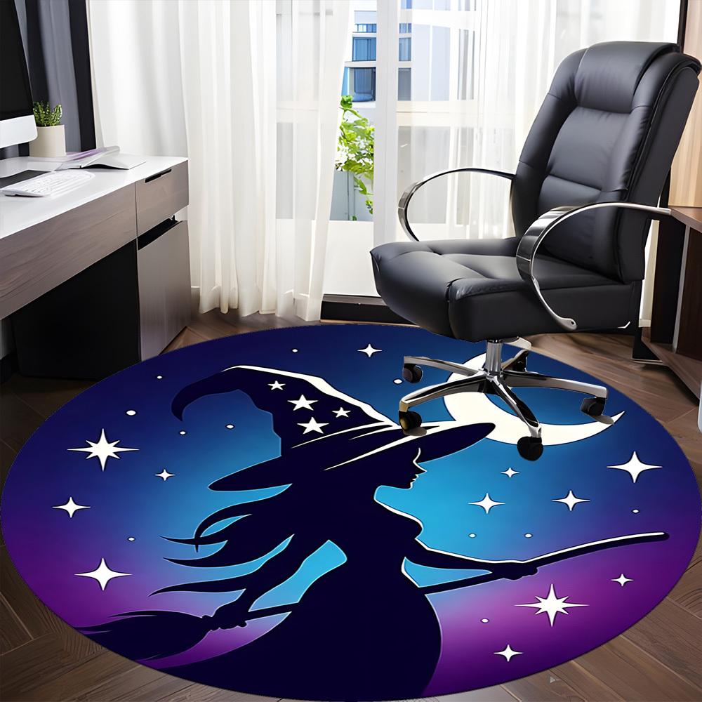 1pc Witch Moon Office Round Area Rug, Indoor Mat Suitable ForOffice, Under Office Chairs Bedroom Living Room Home Decor T160