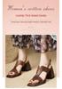 Women's Retro Brown Chunky Heel Sandals - Open-Toe, Single Strap, Comfortable High Heels