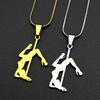 Catena Figure Pole Dance per Ragazze Donne Uomini Acciaio Inossidabile Colore Oro Arte Musicale Trendy Sportivo Ciondolo Collana Gioielli Regali