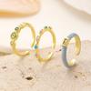 Trendy Temperament Enamel Lotus Leaf Fritillaria Colored Zircon Open Stackable Ring for Women Stainless Steel Designer Jewelry