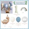 15pcs Dinosaur Theme Balloon Set Milk White Number Balloon 0-9 Used for Dinosaur Theme Birthday Party Decoration, Shower Decor