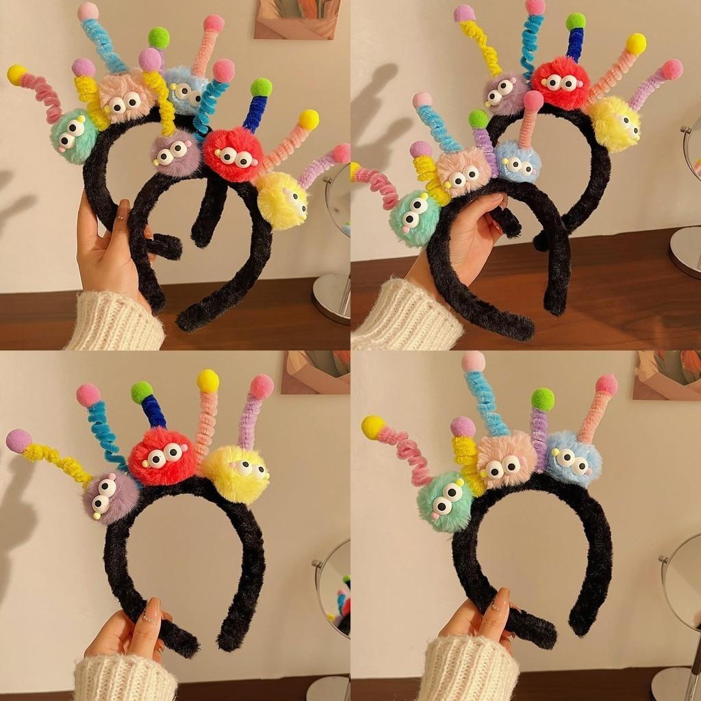 Cute Cartoon Twist Stick Hairband Women's 2023 New Hair Clip Pressed Hair Tie Wash Face Plush Headband High Skull Cap