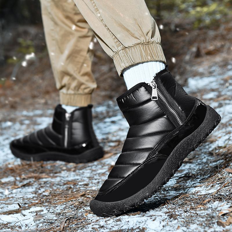 Herren Schneestiefel Winter Warm Arbeits-Wüstenstiefel mit Fell High Top Outdoor Wanderschuhe Übergröße Wasserdicht