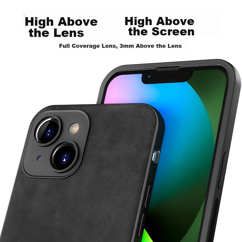 HotFire IPhone 15 Plus Case, Upgraded Skin-Like Matte Lens Full Protection Silicone Cover - Midnight Black