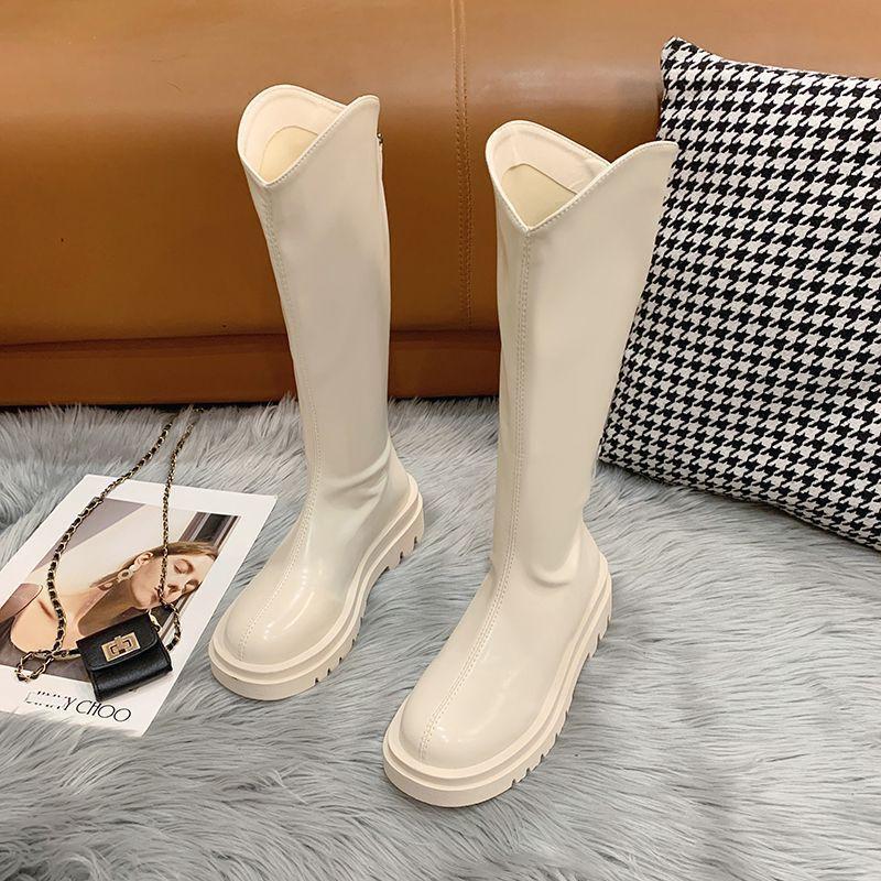 Long Boots Women's 2025 Spring and Autumn New Korean Version Versatile High Boots Rear Zipper Thin Boots But Knee Mid-tube Boots